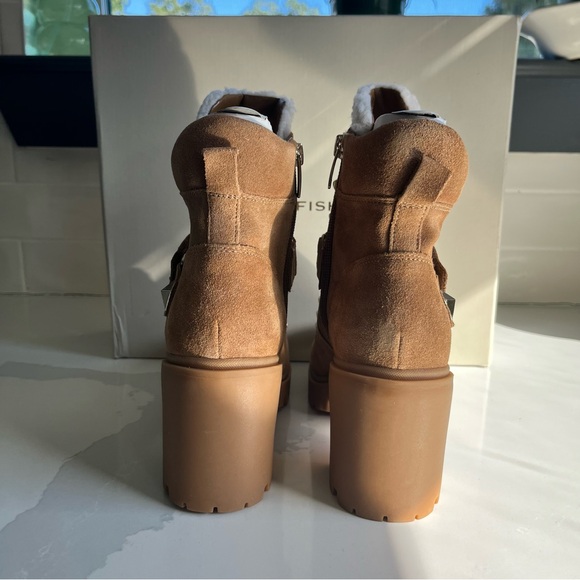 Marc Fisher Nature Suede Sherpa Trim Lug Sole Hiker Booties Sz 7.5 Med BNWB - Picture 9 of 15